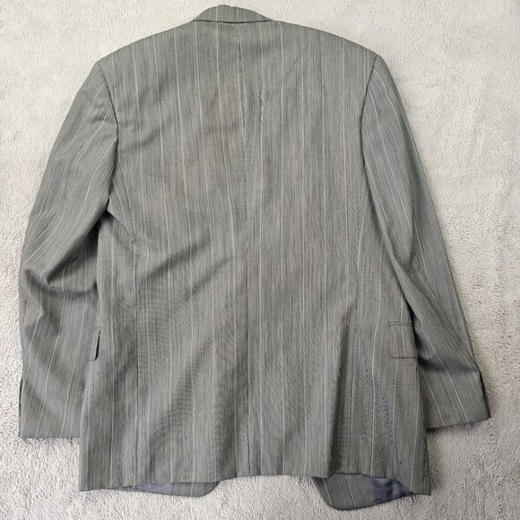 Boss Hugo Boss Corleone Blazer Men's 40L Grey Striped Ventless Wool Suit Jacket - Picture 7 of 13